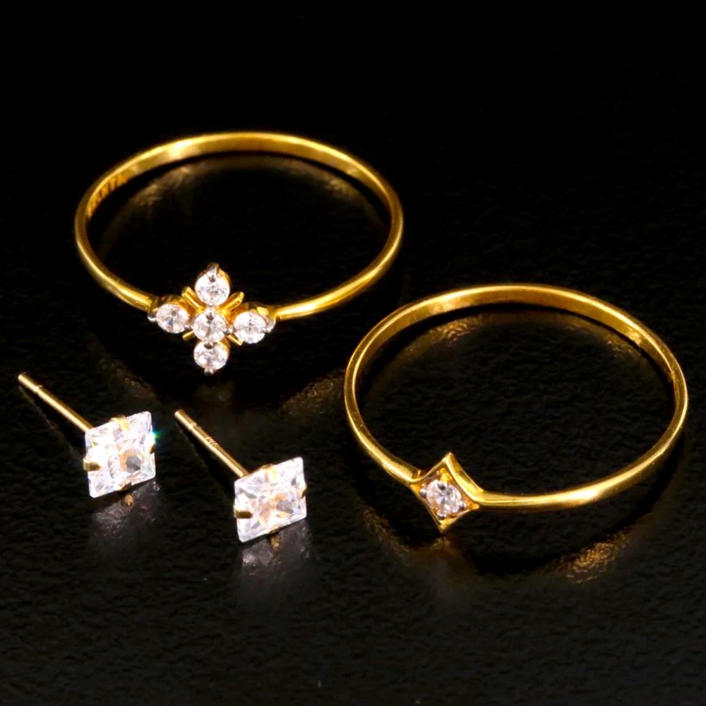 14K Cubic Zirconia Stud Earrings and 10K Cubic Zirconia Rings